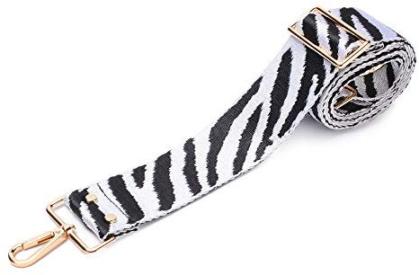 Elie Beaumont Schultergurt für Tasche, breit und längenverstellbar, Zebra, 68-128 cm, 4 cm Clip in Gold