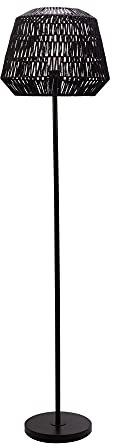Pauleen 48227 Timber Pearl Stehleuchte max. 20 Watt Schwarz Stehlampe im Boho Look aus Papiergeflecht, Metall E27