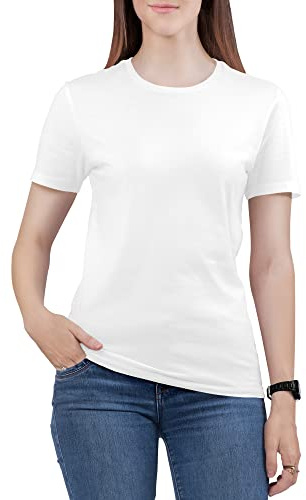 Love My Fashions Women's Round Neck Short Sleeves Plain Cotton T-Shirt