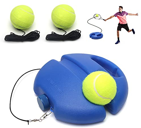 Wiwaplex Tennis Trainer Rebound Ball with String Solo Tennis Training Kit Portable Practice Rebounder Equipment Training Tools with Long Elastic Ropes for Adults, Kids, Beginners (Blue)