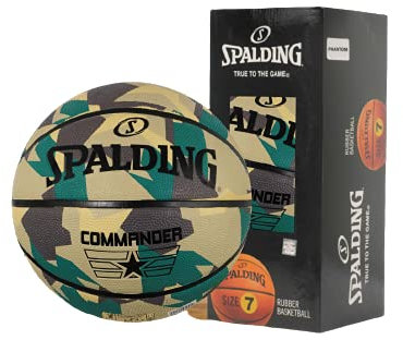 Spalding Commander Poly Basketball ohne Pumpe Premium Cover Basketball Gummi Wasserabweisender Ball Profi Sports Match Qualität Ball für Basketball Größe 7 Full Size Brick