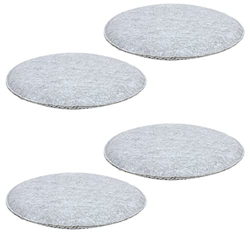 IDIMEX Sitzkissen Leslie im 4er Pack, rundes Stuhlkissen aus Filzstoff, bequemes Sitzpolster mit Noppen, schönes Stuhlpolster in grau