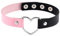 Flongo Tattoo Choker Leder Halsband Lederhalsband Damen Kragen Halskette Anhänger Kette mit Herz Gothic Punk Rock für Frauen Mädchen Pink Schwarz