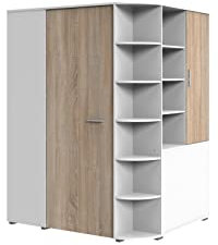 möbelando Eckschrank Joker aus Spanplatte in Weiß mit 16 Einlegeböden. Abmessungen (B/H/T) 124x199x148 cm