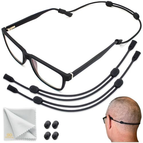 Glasses Strap Holder - No-Tail Eyeglass Strap Cord String - Adjustable Eye Glasses Holders Around Neck Head - Eyeglasses Strap Lanyard - Sunglasses Glasses Strap for Men Women - 2 Pcs