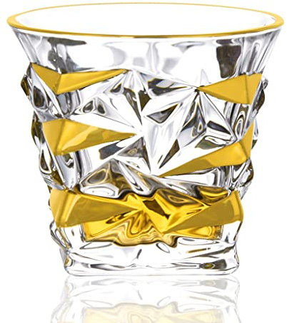 Ensemble de Verres à Whisky dorés Peints à la Main Verre à vin gravé Verre en Cristal Verre à Cognac (Couleur : Argento, Taille (Argento comme Le Montre l'image)