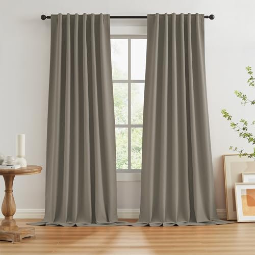 KEQIAOSUOCAI Thermo-Verdunkelungsvorhänge, 326 cm lang, für Wohnzimmer, vollständig verdunkelnd, Vorhang für großes hohes Fenster, Rückenlasche, Haken, Gürtel, Plissee-Optik, 2 Paneele, 127 breit,