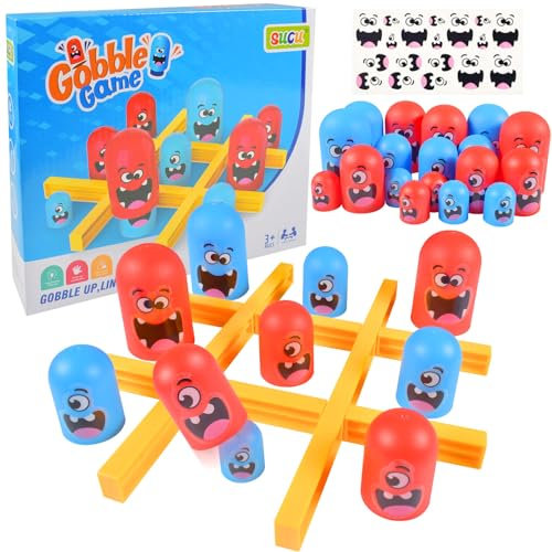 Tic Tac Toe Spielzeuge,2 Spieler Brettspiele,Schachbrett Spiel, Big Eat Small Game Eltern Kind Interaktion Kinder Spiele,Tischspiele für die Frühe Bildung, Lernspielzeug für die