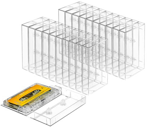 T WaveTree Audio-Kassetten-Aufbewahrungsboxen – transparente Kunststoff-Kassettenhüllen – Audio-Aufbewahrungslösung 10,9 cm L x 7,9 cm B x 0,6 H