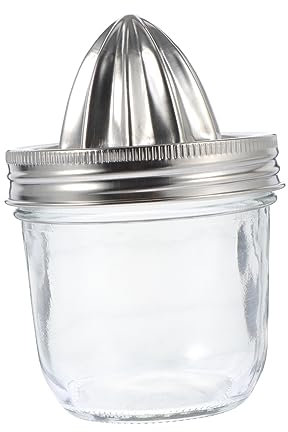 Zitronenpresse Edelstahl Handpresse Für Küche, Orangenpresse mit Auffangbehälter, Manuelle Saftpresse Für Zitronen, Orangen, Limetten, 280ml, Einmachglas, Leicht Zu Reinigen Und Lagern
