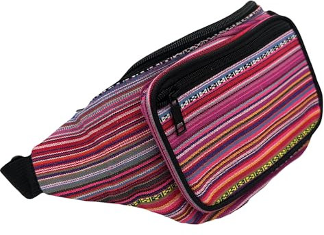 Kleine Bauchtasche für Herren und Damen, seitliche Gürteltasche, wasserdicht, Handytasche, Bauchtasche, Reisen, Laufen, Marionette, Party und Festivals, Hippie ethnische, Rosa, Mediano/Grande