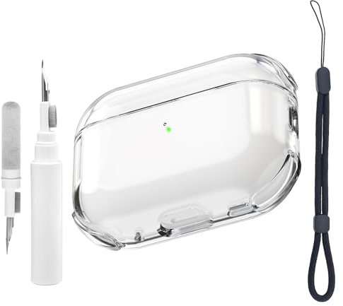 Teyomi Transparent Hülle Kompatibel mit AirPods Pro 2. Generation mit Reinigungsset, Schutzhülle kompatibel mit Apple Airpods Pro 2 mit Handschlaufe, für Airpods Pro 2 Case (Clear)