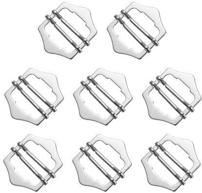 QUARKZMAN 8 Stück Metallversteller-Schiebeschnallen, 20 mm Gurtband-Rollenstift-Klipp-Schnalle Tri Glide für Weste, Anzug, Taschen-Ersatzteil (Silber)
