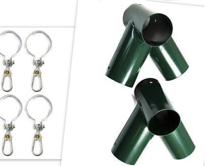 GigiToys® Bausatz zum Einer Spielplatzschaukel Ø 100mm Grün 90° | 4 Schaukelhaken +2 Schaukelverbinder | Schaukelschraubenset zum Rund Holzbalken | Befestigung für Spielplatz Gartenschaukel, dm3zajzg