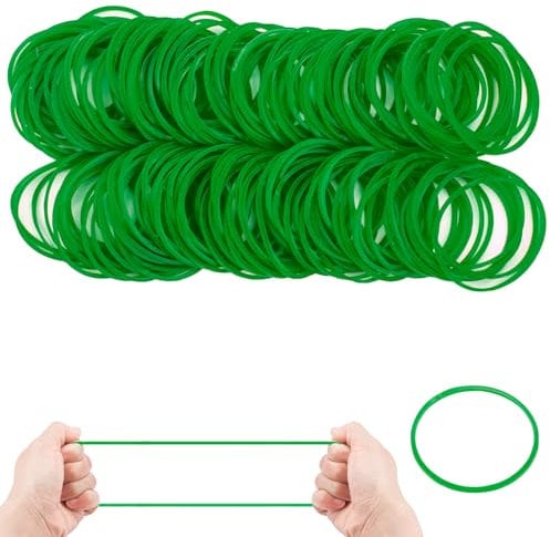 400 Stück Natürlich Gummibänder 38mm Gummiringe Elastische Gummi Bänder für Haare, Haushalt,Stifte, Katapulte, Rechnungen, Bankpapier, Bürobedarf-Grün