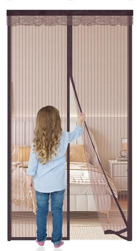 Zanzariera Magnetica per Porte 100x230cm,Tenda Magnetica Facile da Installare, Zanzariere Magnetica Anti Zanzare con Calamita, Chiusura Automatica per Casa, Ufficio e Balcone,Marrone