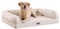 EMME Hundebett Kleine Hunde, 68 x 50 x 17 cm, Orthopädisches Hundebett Wasserdicht, Deluxe Hundesofa Mit Eierschaum Matratze und abnehmbarem, Waschbarem Bezug Hundekorb Alle Jahreszeiten, Beige