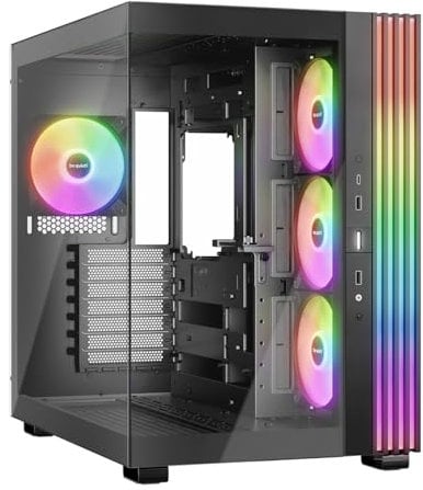 be quiet! Light Base 600 LX Black PC Case, Stunning Panoramic View, Show Case, Dual Chamber Design, Solid ARGB LED Strip, 4 Light Wings LX PWM Fans, Inverted and Horizontal Usable