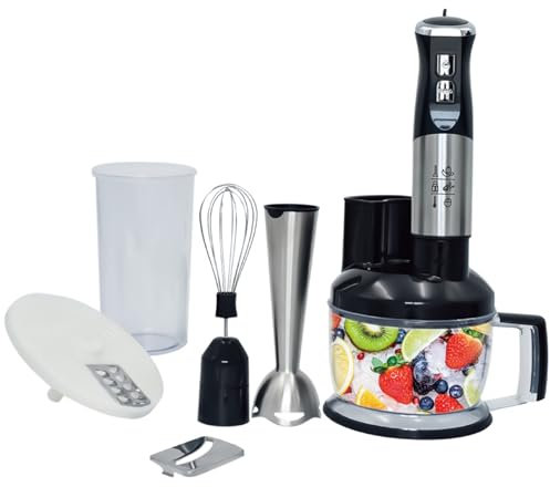 Elektrische Stabmixer,Edelstahl Stabmixer,Pürierstab,6 in1-700W Stabmixer Professioneller, Inklusive Schneebesen, Milchschäumer, zum Zerkleinern,Stampfen, Rühren, Mixen und Eis-Crushen (Stil 1)