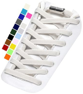 Stepace 2 Pares Cordones Elásticos con Cerradura de Metal, Cordones Ajustables sin Atar para niños y Adultos, Cordones de Zapatos Sin Nudos para Zapatillas Deportivas Blanco Gris