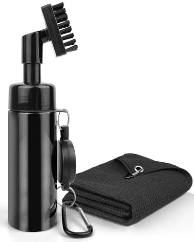 Aucaer Golf Club Cleaner Brush,Golf Brush with Water Spray Golf Cleaning Kit with Golf Towel Golf Club Cleaning Kit with Retractable Cord & Hook Golf Club Brush Golf Presents for Men Golf Accessories
