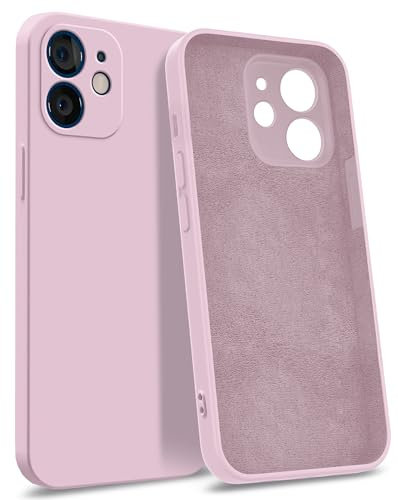 MyGadget Coque Silicone Compatible avec iPhone 12 [ Quadruple Protection ] - Case Rigide avec Doublure Microfibre - Cover Rose