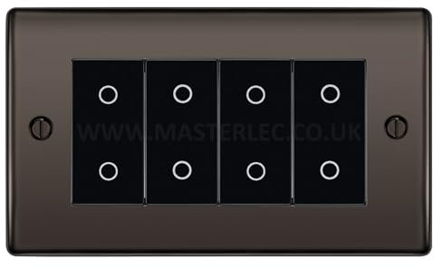 BG NBNTDM4B Black Nickel 4 Gang Quad Master Touch Dimmer Switch Black Inserts