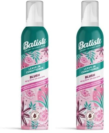 Batiste Dry Leave-In Conditioner Blush 100 ml, Batiste-Haarspülung für Damen mit trockenem Haar, mit Sprühkopf, Haarpflege mit blumigem Duft und Aloe Vera, Ohne Ausspülen, Vegan (Packung mit 2)