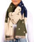 BRUBAKER Cashmirillo Damen Schal mit Herz Muster - 70 x 200 cm - Warm, Kuschelig und Oversized - Winterschal für Herbst und Winter - Weiches Kaschmir-Gefühl - Blau, Oliv und Beige