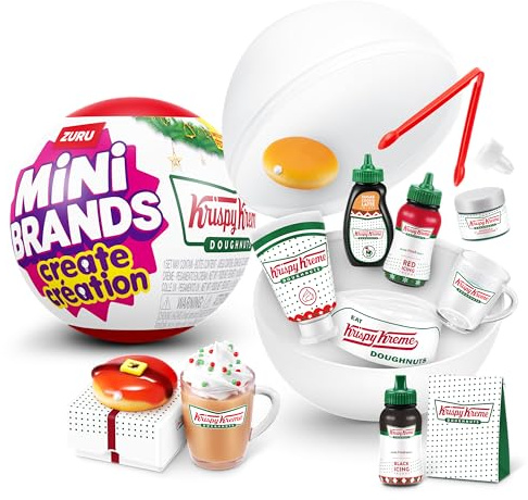Mini Brands Create Krispy Kreme Holiday Serie 1 Kapsel von ZURU – Minis zum Sammeln, Blindverpackung, DIY, Basteln, Harz zum Spielen, Neuheit, Lebensmittelnachbildungen, ab 14 Jahren