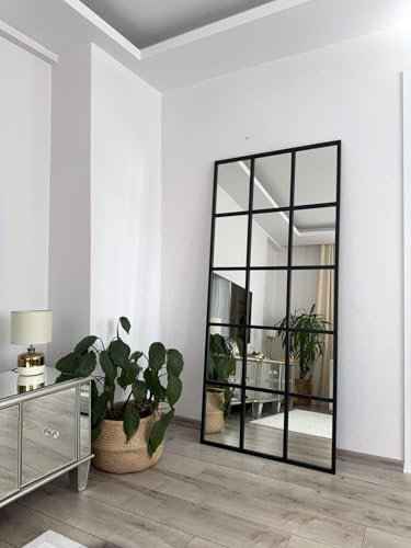 JOLONDO Ganzkörperspiegel Quadratisch gerahmt Dekorativer Spiegel, 180×80 cm, Schwarz