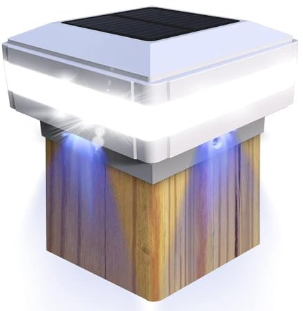 FVTLED 1er Solar Zaunbeleuchtung Pfostenkappe für Mehrere Größen 7x7,8x8,9x9,10x10 Standardpfosten 6000K IP65 wasserdicht Pfostenkappen Holzpfosten,Abdeckkappen Zaunpfosten mit Schrauben