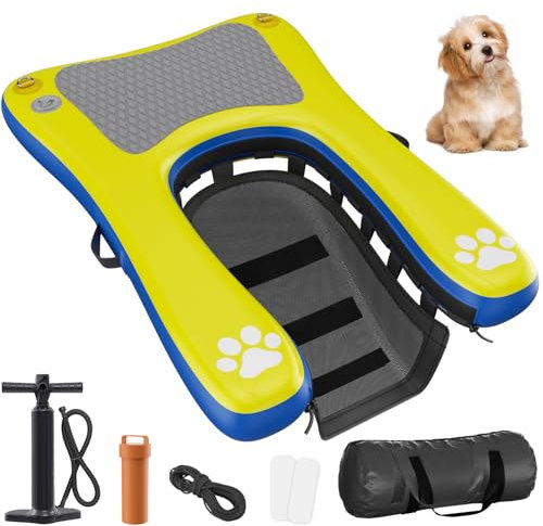 Plateforme Gonflable pour Chiens de Petite Taille jusqu'à 27,2 kg, Rampe de Piscine pour Chien avec marches antidérapantes | Rampe d'eau pour Bateau, Piscine creusée, lac | Rampe Flottante Robuste