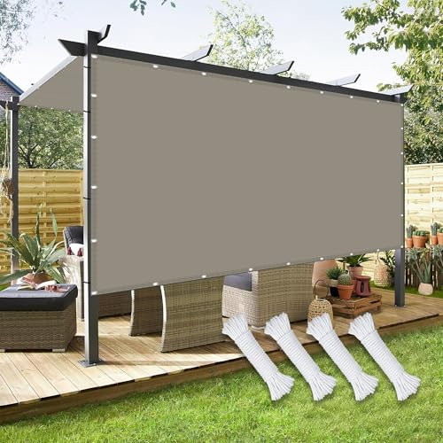 Imperméable Rectangulaire 1.7 x 3.6 m Protection Solaire Imperméable UV Bache Ombrage Auvent D'Ombre avec Oeillets Cordons pour Jardin Piscine Patio Camping, Taupe