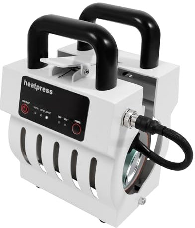 WindWilder Mini pressa per tazze, 350 W, 220 V, 300 – 330 ml/10 – 11 Oz Mug Press con 3 temperature 160/180/200 °C, 2 timer 200/300 s, protezione di sicurezza, 14,9 x 14,9 x 22,1 cm (bianco)