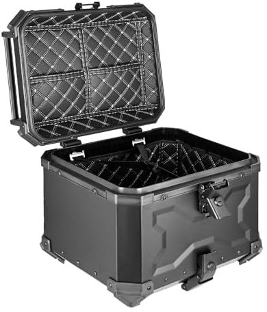 JKELPV Motocicleta Caja De Equipaje Baúl Trasero para Motocicleta de 45 l, de aleación de Aluminio, para Herramientas, Universal, con Placa de Montaje y Fijaciones.