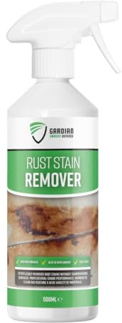 Gardian Defence Rust Remover Spray 500ml - Acid-Free Formula for Rust Stain Removal & Patio Surface Care on Porcelain, Stone, Metal, BBQs, Tools and More