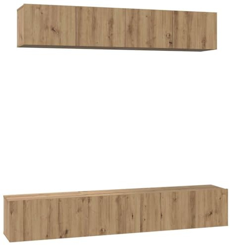 vidaXL TV Cabinet Set Wall-mounted 5 pcs Artisan oak 100 x 30 x 30 cm, Living Room, Modern Cabinet, Media Console, Rectangular Storage Solution, Wall-Mounted Organizer, Functional Home Furniture