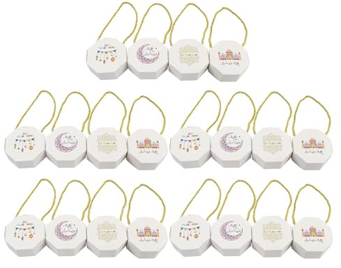 LIFKOME 20 Stück Teiliges Octagon Eid Mubarak Geschenkbox Ramadan Süßigkeitenpapierbox mit Traditionellem Monddesign Vielseitige Party-goodie-box für Ramadanfest Stilvolle Verpackung für