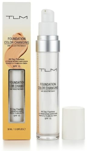 TLM Foundation – Farbwechselnde Foundation – Passt Sich Automatisch Ihrem Hautton An – Leicht, Feuchtigkeitsspendend & Hypoallergen – 24h Halt – Wasserfest – Ultra HD Make-up