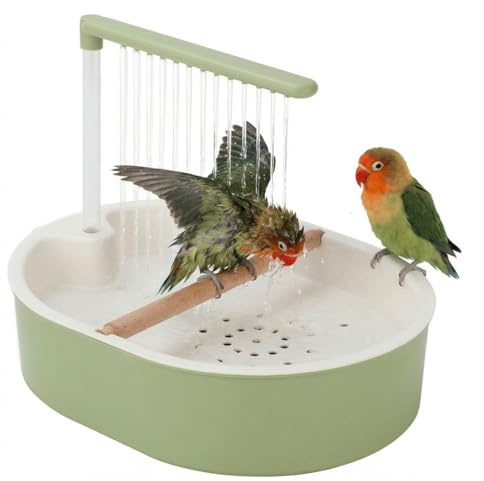Flanliy Vogeldusche, Große Vogelbad mit Automatischer Wasserkreislauf, USB-Betrieben Vogeldusche Wellensittich mit Regulierbarem Wasserfluss, Vogel Dusche für Wellensittiche Nymphensittiche (A)