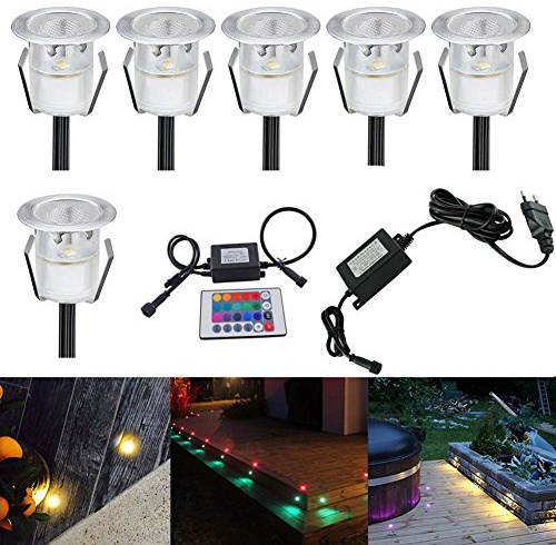 fvtled 20 x Spot Außen LED Einbauleuchten für Terrasse 'enterre, IP67 dc12 V- Beleuchtung für Weg Treppe Landschaft Schritt Lot de 6-RGB