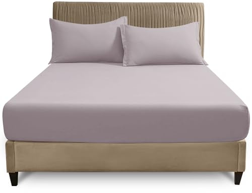 GC GAVENO CAVAILIA Plain Fitted Sheets - Easy Care Polycotton 25cm Deep Fitted Sheets - Breathable, Anti Allergic Bottom Sheets - Elastic Corner Bed Sheet Super King Size - Grey - 180 x 200 cm
