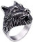 PAMTIER Herren Edelstahl Retro Rocker Wolf Kopf Ring Silber Größe 57
