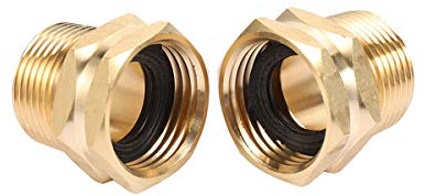 Garden Hose Adapter,3/4 GHT Female x 3/4 NPT Male Connector,GHT to NPT Adapter Brass Fitting,Brass Pipe to Garden Hose Fitting Connect (2 Pack) (3/4NPT)