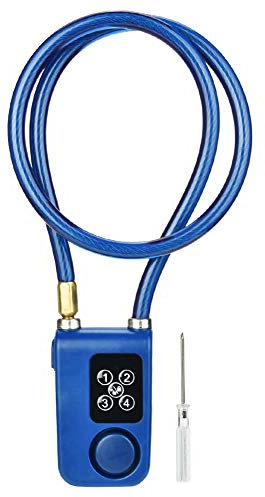 Blocco antifurto per bicicletta, Y787 Smart Anti-Theft Alarm Lock Blocco a catena impermeabile con fune Controllo APP per porta bici, blu
