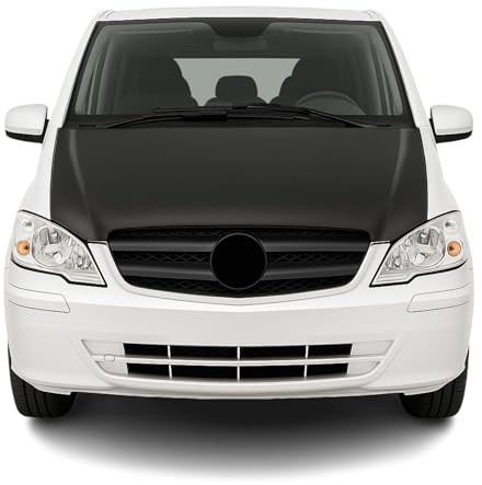OMAC Haubenbra Komplett für Mercedes Vito W639 2003-2014 Vinyl Schwarz | Steinschlagschutz, fahrzeugspezifisches Design, Car Bonnet Bra