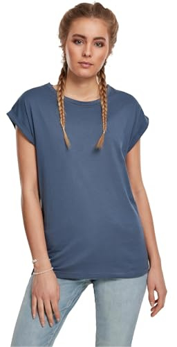 Urban Classics Damen T-Shirt Ladies Extended Shoulder Tee, T-Shirt mit überschnittenen Schultern, aus Baumwolle, erhältlich in vielen Farben, Vintageblue, M