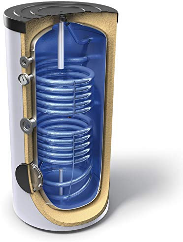 Warmwasserspeicher, Standspeicher, Trinkwasserspeicher mit 2 Wärmetauscher Energieeffizienzklasse B in der Größe 160 L Liter