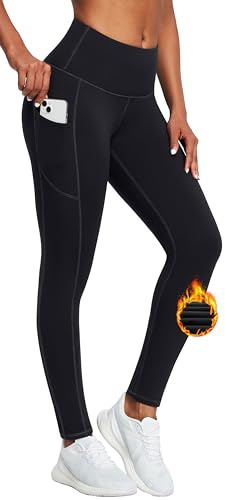 Fleece Lined Leggings for Women High Waisted Thermal Leggings Yoga Pants | Thermal Fleece Lined Warmth,Flattering High Waist Fit,Soft Stretch Comfort,Deep Side Pockets,Running,Gym,Workout